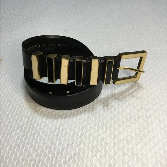 Dior | Accessories | Dior Black And Gold Leather Belt With  display picture 1